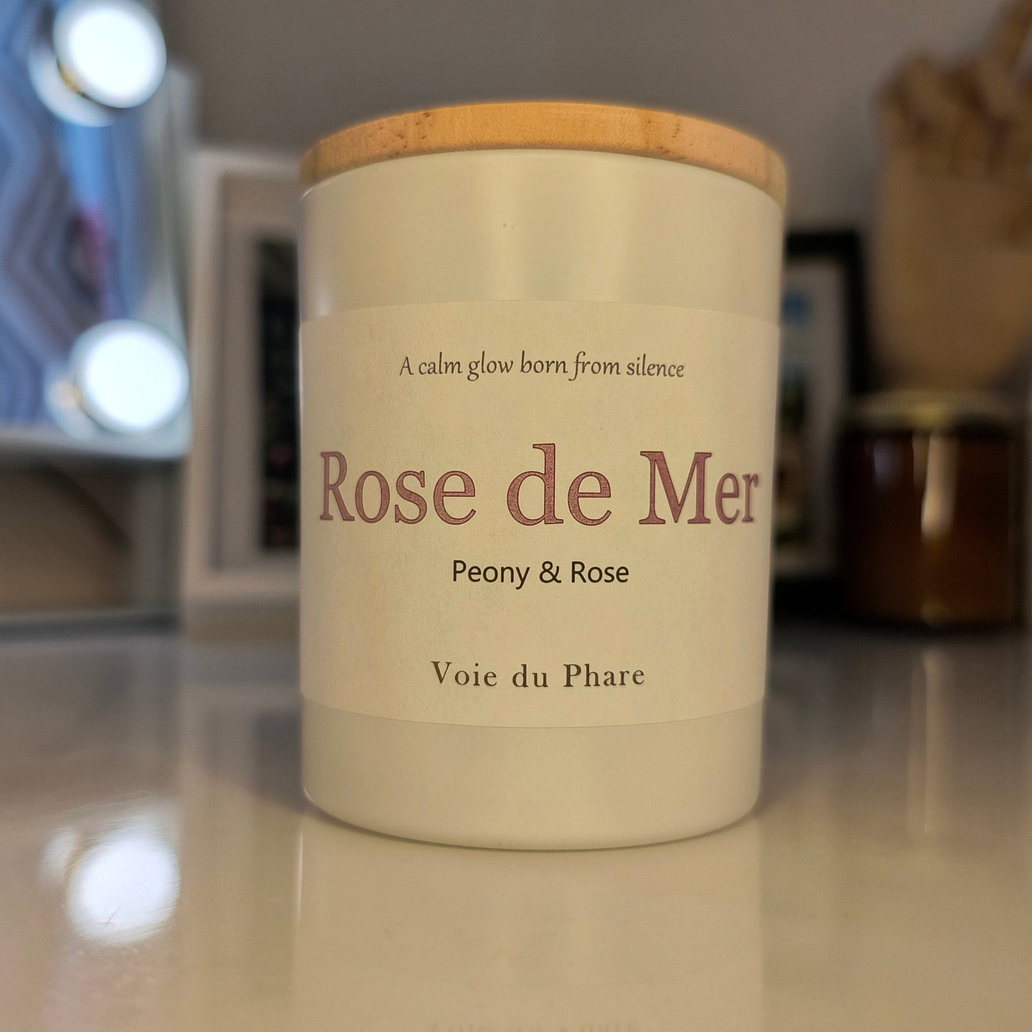 Rose de Mer bottle with a blurred background